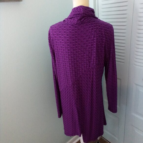 ALI MILES XL TEXTURED COWL ASYMMETRICAL HEM BUTTONS LONG SLEEVE LAGENLOOK GRAPE - Picture 4 of 9